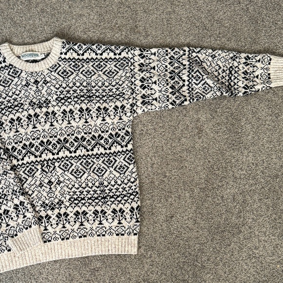 Vtg WindRiver Outfitter Knit Thermal Sweater Dark Green and Lighter Brown Large - Picture 14 of 14